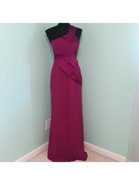 NWT Phoebe Couture Fushia one shoulder floor length Dress Size 0 prom